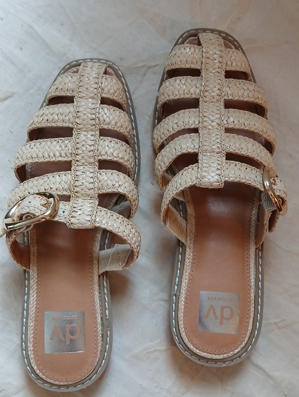 DV by Dolce Vita Natural Woven Buckle Slide Mules